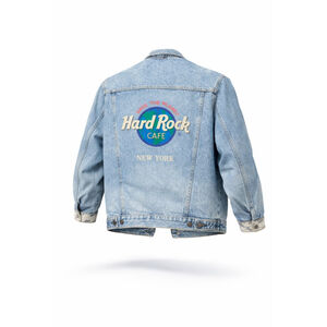 Vintage 90s Hard Rock Cafe Denim Jacket “Save The Planet” New York Trucker Sz M